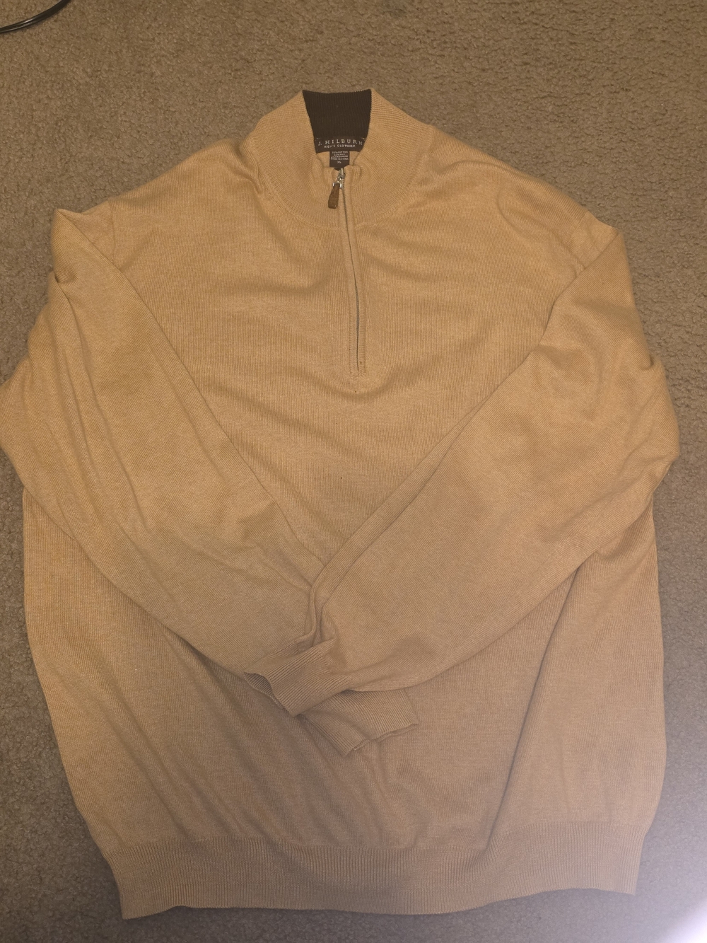Men's Half-Zip Sweater Cardigan in Tan